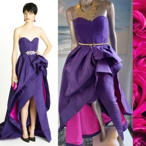 □$6,790 NEW WITH PRICE TAG - OSCAR DE LA RENTA PURPLE PINK SILK GOWN US 8 M